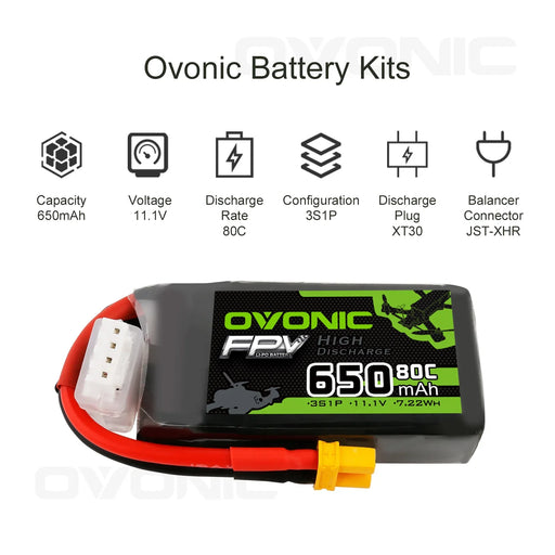 Ovonic 3S 650mah 80C 11.1V XT30 Lipo Akkupack (4 St.)   LiPo24.de