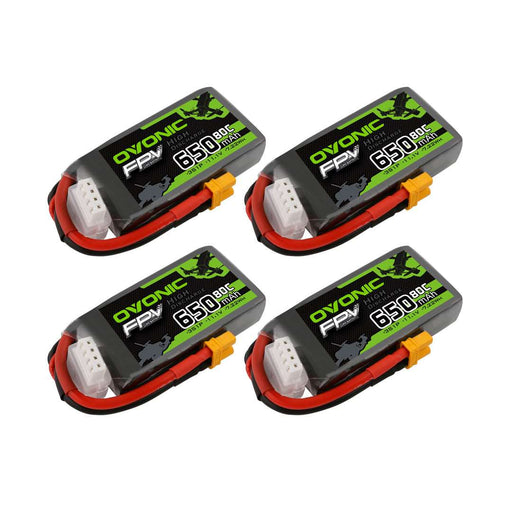 Ovonic 3S 650mah 80C 11.1V XT30 Lipo Akkupack (4 St.)   LiPo24.de